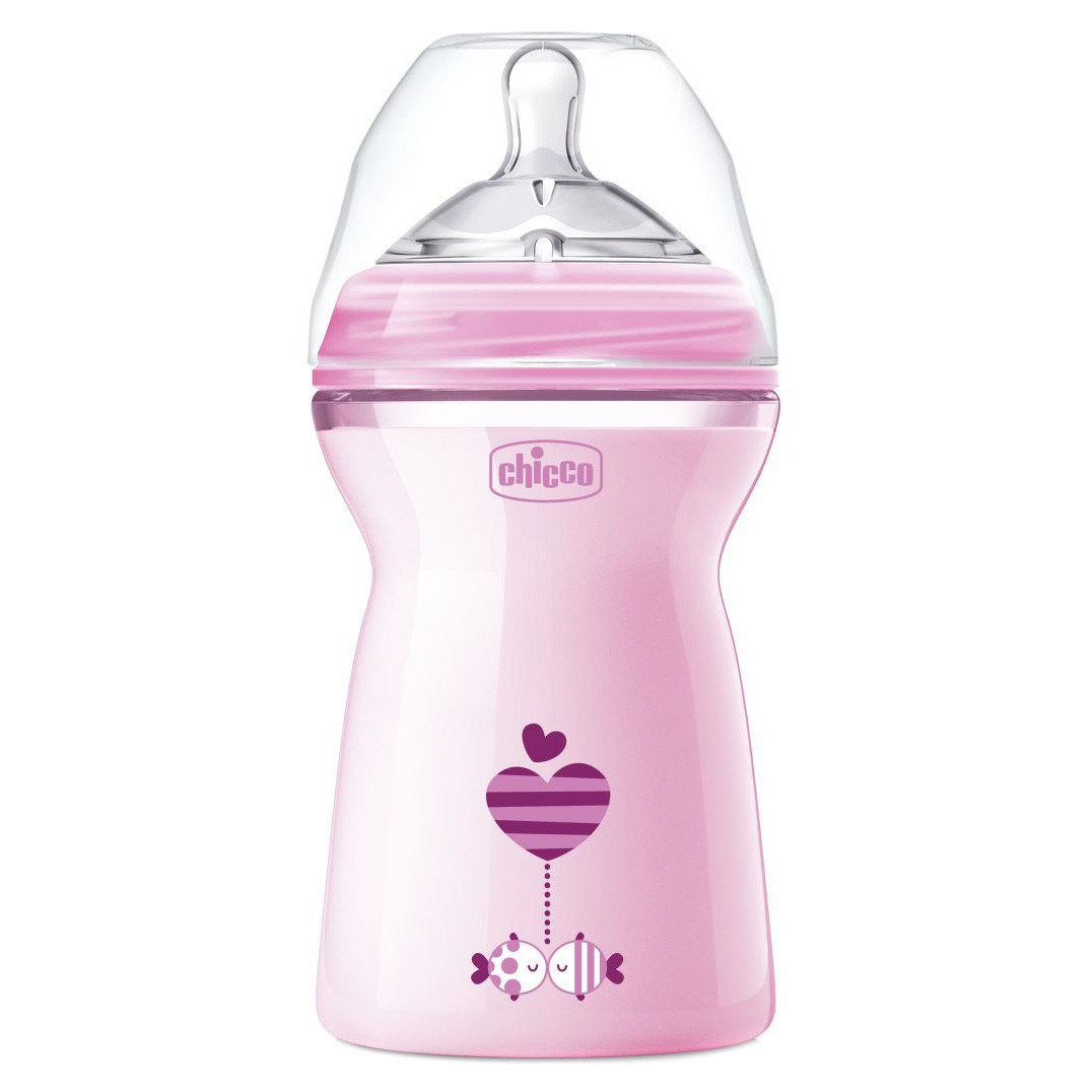 Imagen de Chicco Natural Feeling biberón rosa 6m 330 ml