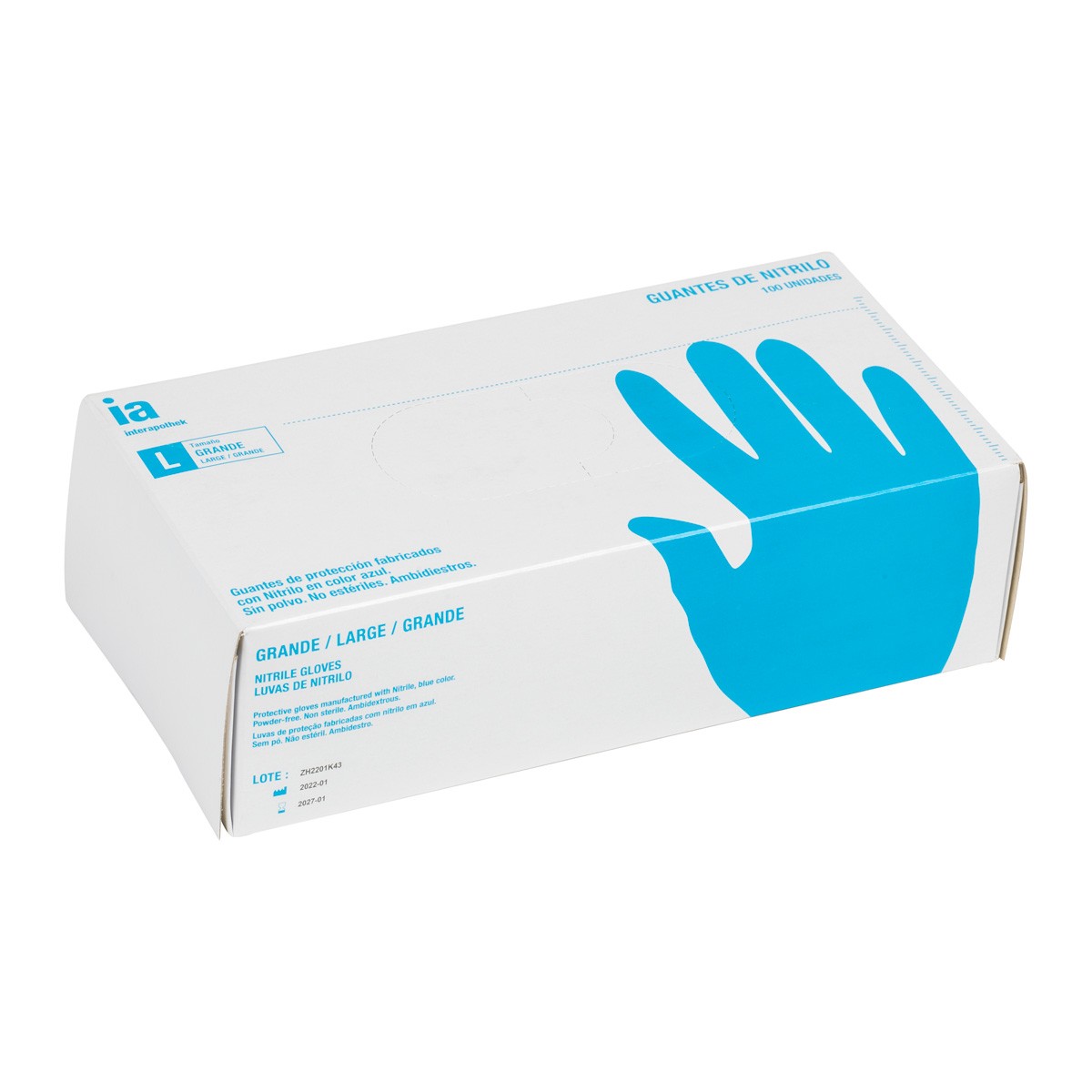 Imagen de Interapothek guantes de nitrilo talla L 100uds